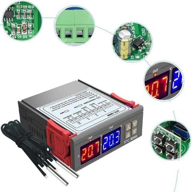 Régulateur de température numérique STC-3008 12V / 24V 110V-220V capteur NTC