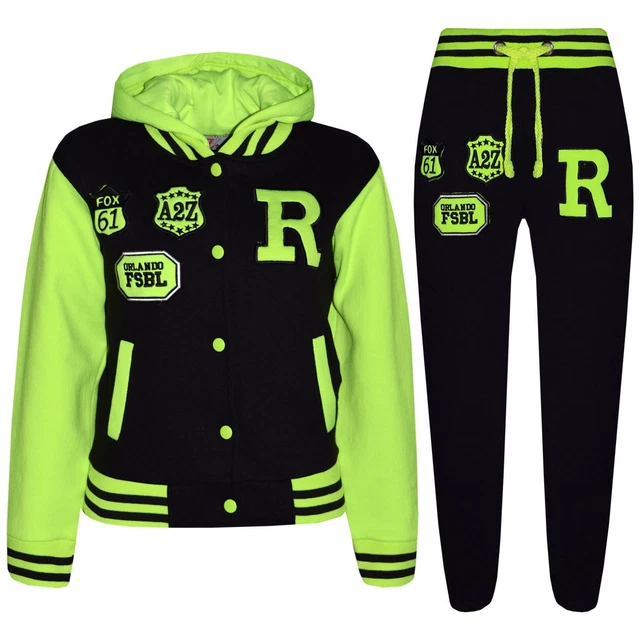 Kinder Baseball Trainingsanzug Kapuzenjacke mit Joggern R Mode FOX Uni Stil