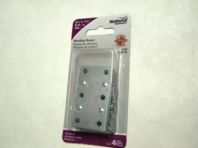 National Hardware Mending Braces Zinc Plated 2-1/2" x 1-3/8" N220-103 V119(4-Pk)
