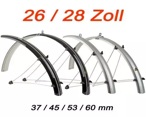 Radschutz Set 26 27,5 28 Zoll Fahrrad Schutzbleche vorn hinten schwarz silber