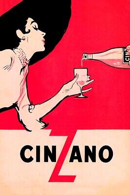 Poster Manifesto Locandina Pubblicitaria Stampa Vintage Aperitivo Cinzano Drink
