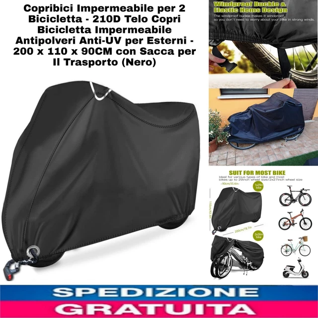 Copribici Impermeabile ANFTOP - Telo Protettivo Per 3 Biciclette, Argento/Nero, 200x105x110cm