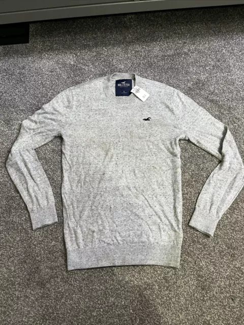 New Grey S Men's Hollister Thin Sweater Jumper Long Sleeve Top Size  Small ,