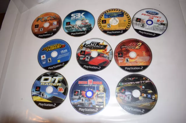 Ps2 Playstation Game Lot Of 10- Racing- Xtreme Racer 3 - Atv2 18 Wheeler (Jnv42)