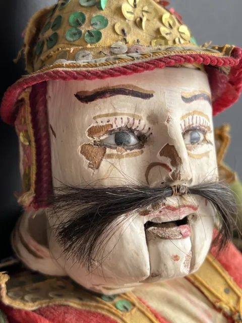 Antique Asian Burmese Folk Art Wooden Puppet Marionette Doll 4