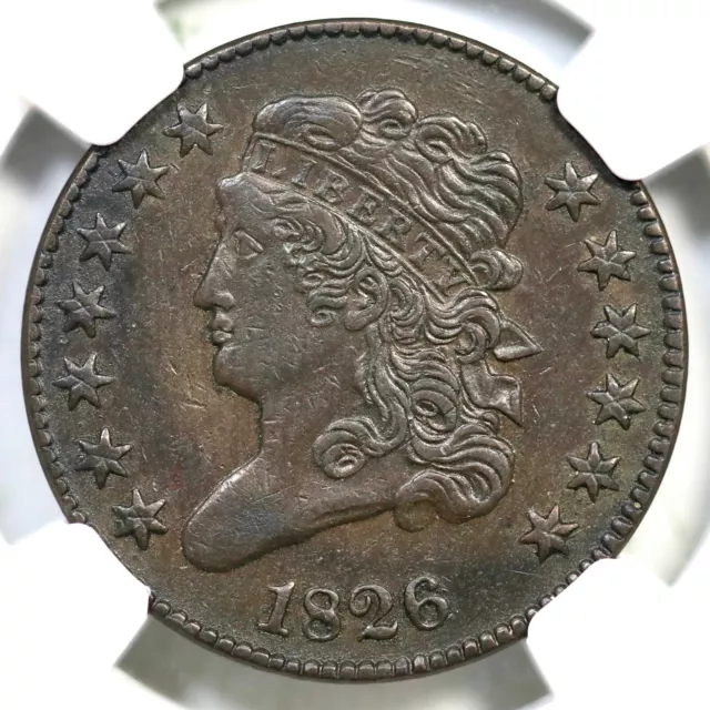 1826 C-2 R-3+ NGC XF 45 Classic Head Half Cent Coin 1/2c