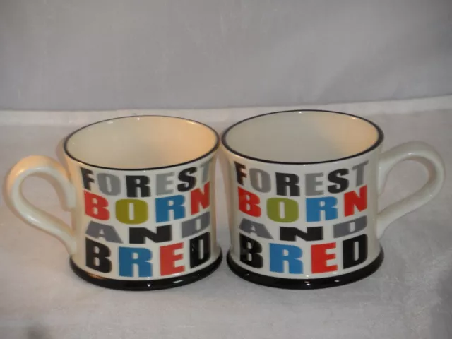 Pair Moorland Pottery "Forest Born And Bred" Large 1/2 Pint Mugs 14cm Wide VGC