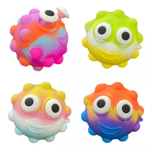 Mini Silicone Push Bubble Toy with Eyes Finger Press Board Balls for Children