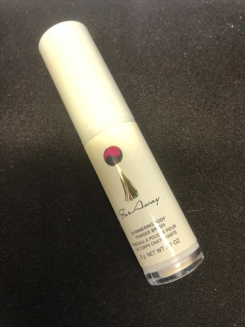 Polvo y cepillo corporal brillante Far Away By Avon en uno NUEVO sin caja