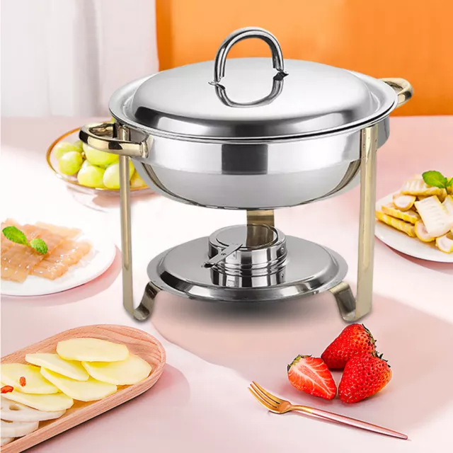 4 Quart 4L Chafer Stainless Steel Round Chafing Dish Buffet Warmer Set