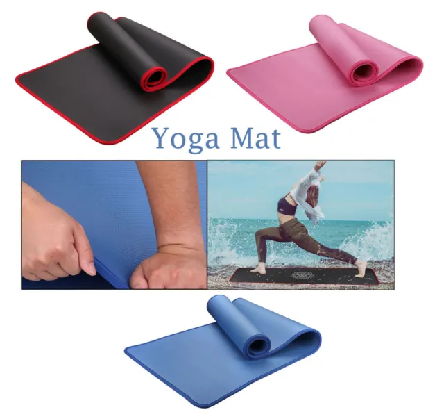 61x 183cm Yoga Mat 10mm Thick Gym Exercise Fitness Pilates Workout Mat Non Slip