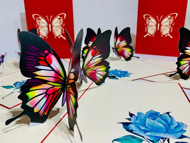 ORIGAMI POP CARDS Gorgeous Butterfly 3D Pop Up Greeting Card Happy ...