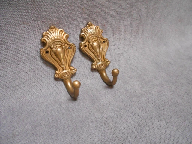 Pair of French vintage  Bronze coat Hangers Hooks racks