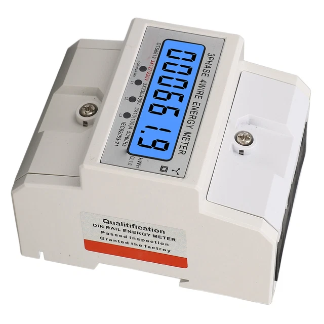 DIGITAL ENERGY METER 3 Phase 4 Wire KWh Electricity Wattmeter DIN Rail ...