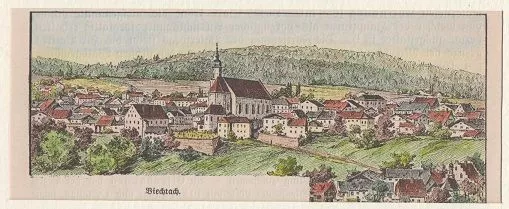 Orig. kolorierter Holzstich - Bayern - Viechtach