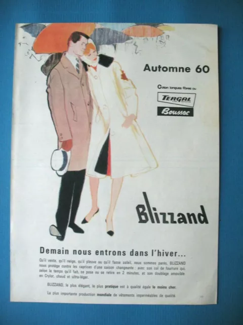 Publicite De Presse Blizzand Tissus Boussac Illustration Gruau Automne Ad 1960