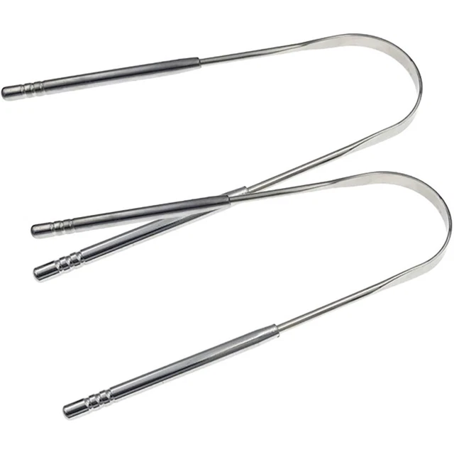 2 piezas raspadores de lengua de acero inoxidable limpiadores de lengua portátiles
