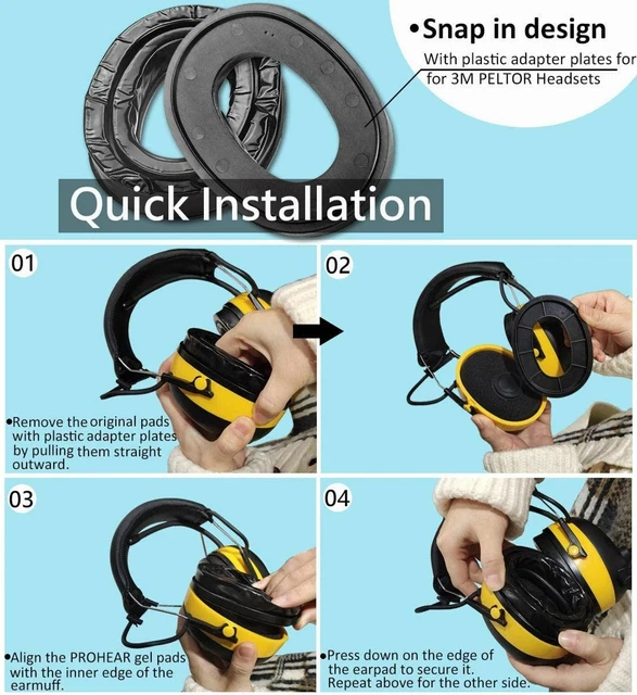 GEL EAR PADS Replacement for 3M PELTOR Earmuff Personal Protective