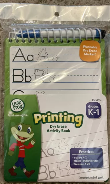 Leap Frog Printing Dry Erase Activity Book Grade K-1 New 2014