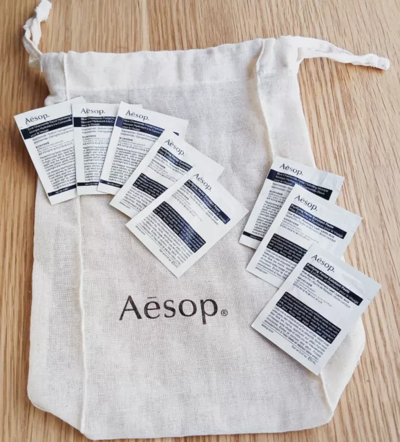 Aesop Sample Lot w Canvas Cotton Tote Dust Bag Facial Masque Purifying Exfoliant