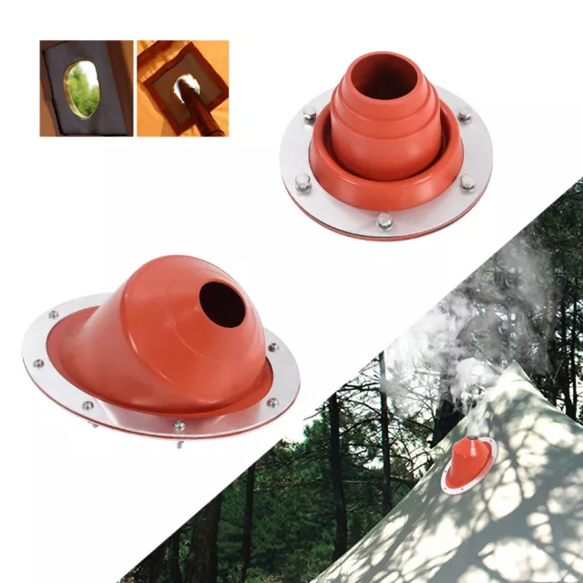 Outdoor Camping Tent Stove Jack Roof Flashing Chimney Stove Pipe Flue Woodburner