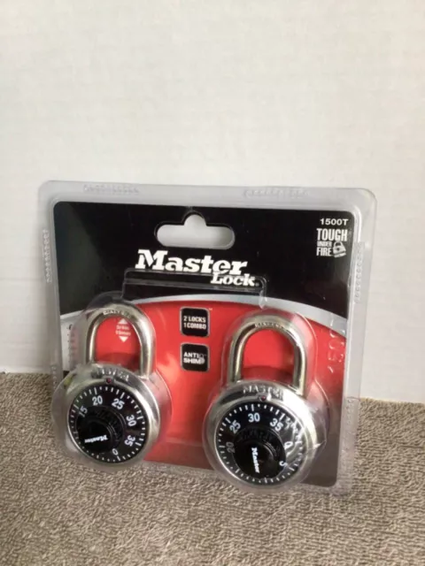 Master Lock 1500T Locker Lock Combination Padlock, 2 Pack, Black