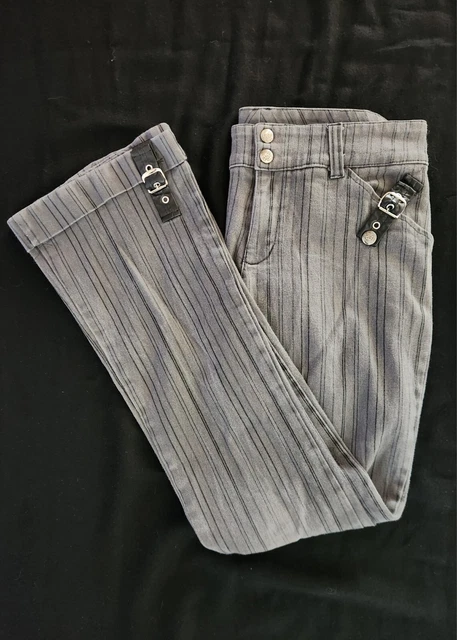 VTG Lip Service Strech Pants 84-33-ht Grey w/Black Pinstripes Flare Leg Size 5