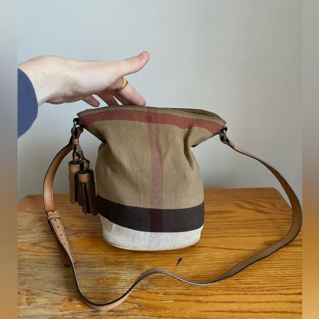 Burberry Ashby House Check Canvas Mini Bucket Bag