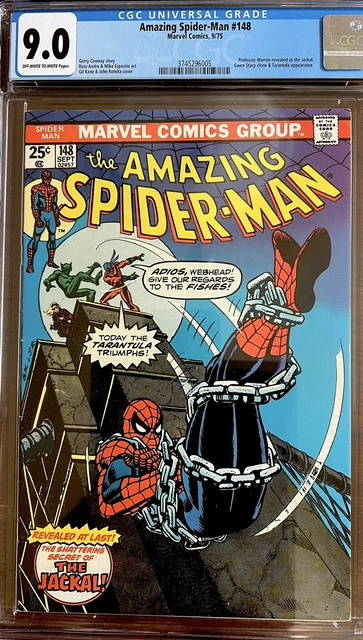 Amazing Spider-Man #148 CGC 9.0 (VF/NM) OW/W, Prof Warren revealed as The Jackal