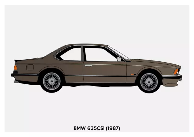 POSTER - BMW E24 635CSi Brown - (A4 A3 A2 sizes) Art Print Car RENDER