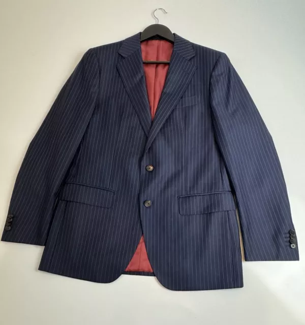 Spier & Mackay Blazer Mens Navy Striped Size 40 100% Wool Style 22112