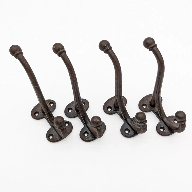 Lot 4 Antique Cast Iron Harness Coat Hooks 6" Horse Tack Barn Hardware Primitive 2
