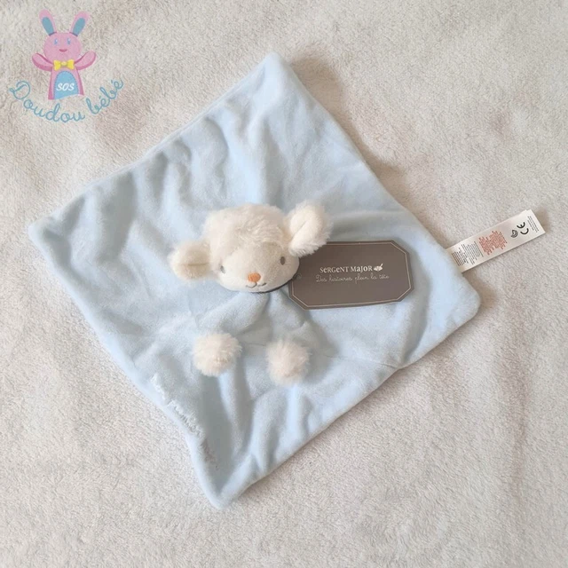 NEUF - Doudou plat Mouton bleu et blanc Mon premier SERGENT MAJOR