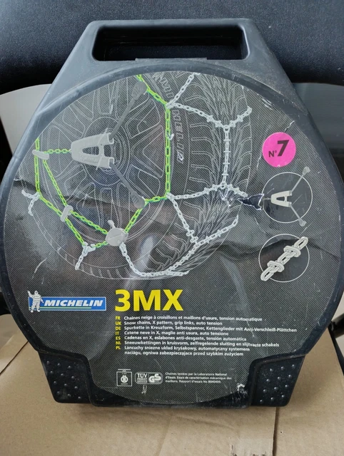 Chaines à Neige Michelin 1MX N°3 - Largeur Pneu 155 à 185 - Bac Rangement Inclus