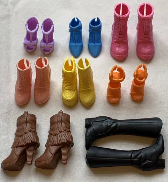 Lot of 8 Pairs Genuine MATTEL BARBIE doll Fashionista Wedges Shoes Heels Boots
