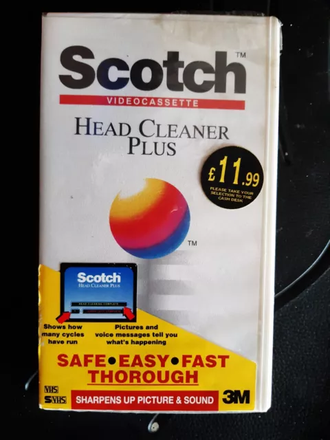 SCOTCH 3M VHS S-VHS VCR PAL/SECAM Video Head Cleaner Cleaning Tape NEW & SEALED