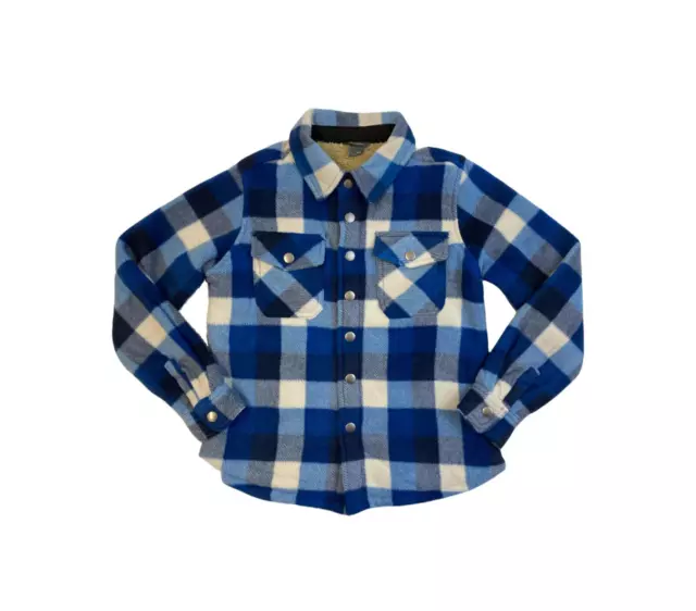 Eddie Bauer Boys Extra Soft Sherpa Lined Snap Front Plaid Shirt Jacket.