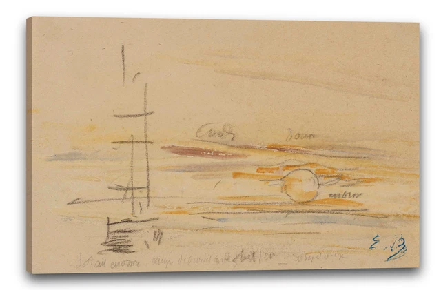 Reproduction Toile Eugène Boudin « Sur La Plage, Coucher De Soleil » - Cadre Prêt à Accrocher - Neuf