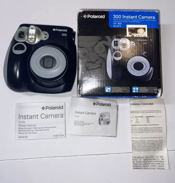 Polaroid PIC-300 300 Instant Camera, Black, With Box And Manuals, Works