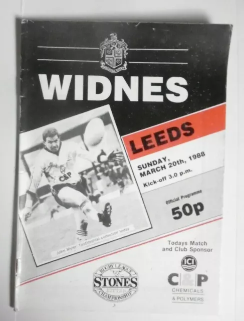 Widnes v Leeds 20th March 1988 League Match @ Naughton Park, Widnes