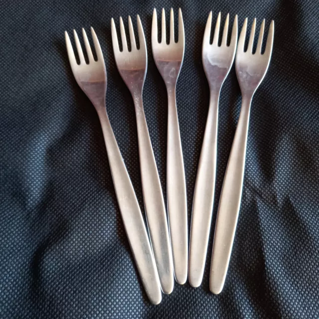 Set Of Five Vintage Wmf Stockholm Cromargan, Small Sized Forks