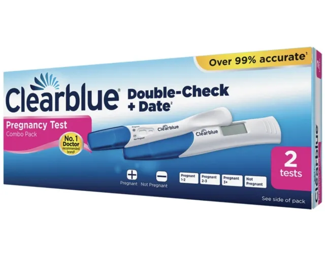 CLEARBLUE Pregnancy Test Double Check & Date - 2 Test Pack 1 Digital & 1 Visual
