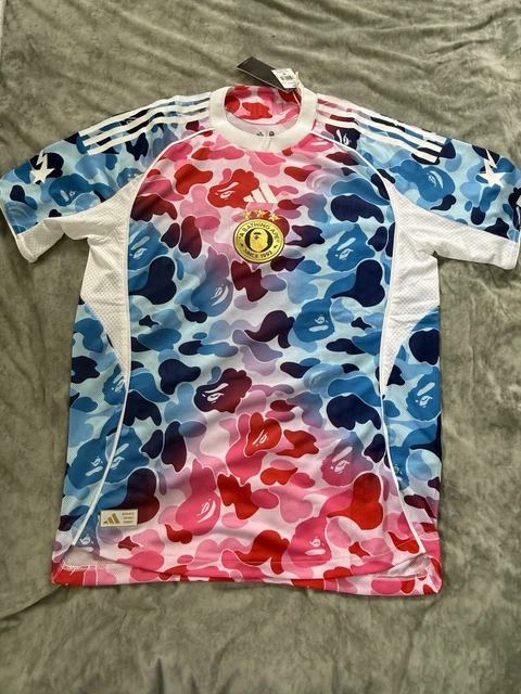 ADIDAS X BAPE 25/26 Football Jersey - Blue/Red - Fan Version