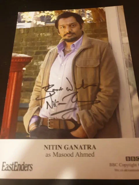 BBC EastEnders Masood Ahmed Hand Signed Cast Card Nitin Ganatra Autograph