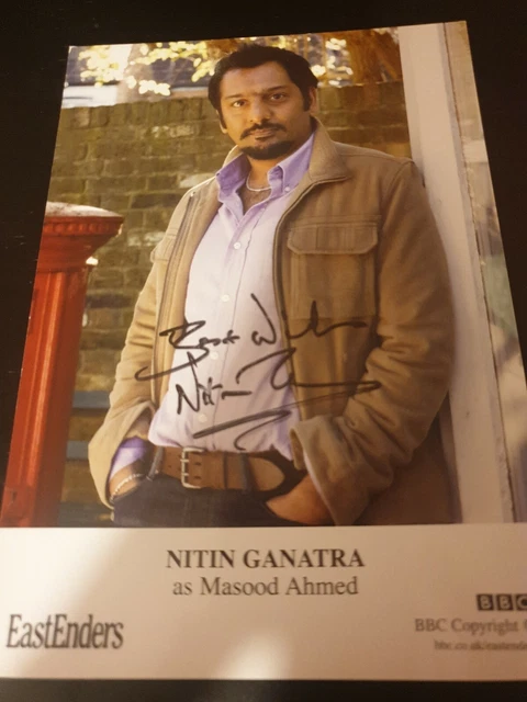 BBC EastEnders Masood Ahmed Hand Signed Cast Card Nitin Ganatra Autograph