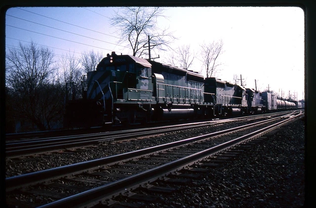 Railroad Slide - Burlington Northern #8008 Locomotive 1990 Hinsdale IL Train