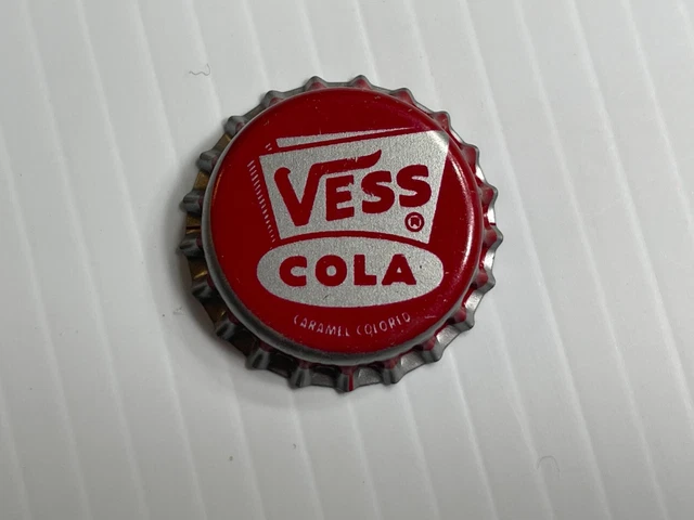 Vintage VESS Cola Soda Bottle Cap - *Cork Back* (Red / Silver In Color)