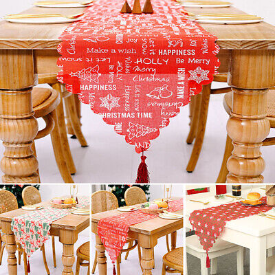 Christmas Table Runner Table Cloth Cover Snowflake Xmas Dining Party Home Decor
