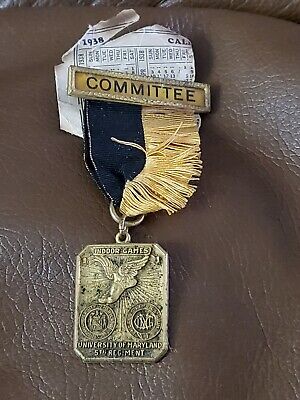 1938 University Of Maryland 5th Regiment Indoor Games Committee Ribbon Medal