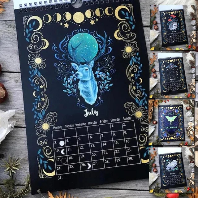 DARK FOREST LUNAR Calendar 2023 Wall Calendar Art Monthly Moon Calendar